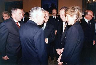Intervento del Presidente della Repubblica al ricevimento di restituzione offerto dal Presidente della Repubblica di Bulgaria e signora Jelev presso l'Ambasciata della Repubblica di Bulgaria a Roma