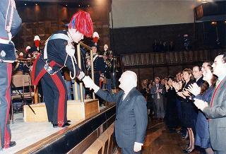 Intervento del Presidente della Repubblica all'esibizione delle Bande musicali della Polizia di Stato, dell'Arma dei Carabinieri e della Guardia di Finanza, nell'ambito dell'iniziativa benefica denominata "Telethon" presso l' Auditorium di Santa Cecilia a Roma