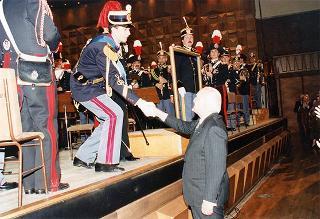 Intervento del Presidente della Repubblica all'esibizione delle Bande musicali della Polizia di Stato, dell'Arma dei Carabinieri e della Guardia di Finanza, nell'ambito dell'iniziativa benefica denominata "Telethon" presso l' Auditorium di Santa Cecilia a Roma