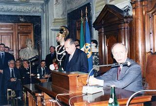 Intervento del Presidente della Repubblica in forma ufficiale alla cerimonia di insediamento del presidente del Consiglio di Stato prof. Carlo Anelli tenutosi a Palazzo Spada (Roma)