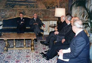 Il Presidente della Repubblica Oscar Luigi Scalfaro incontra René Monori, presidente del Senato della Repubblica Francese