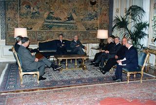 Il Presidente della Repubblica Oscar Luigi Scalfaro incontra René Monori, presidente del Senato della Repubblica Francese