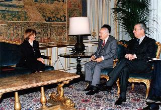 Incontro del Presidente della Repubblica Oscar Luigi Scalfaro con la Signora Tansu Ciller, Primo Ministro della Repubblica di Turchia