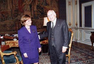 Il Presidente della Repubblica Oscar Luigi Scalfaro con la Signora Wilma Ferreri