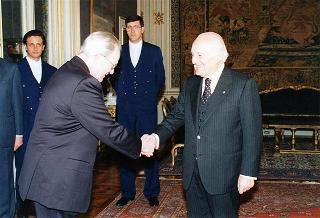 Maestro Wolfgang Sawallisch e consorte e prof. Corrado Morgia, vice presidente dell'Accademia nazionale di Santa Cecilia