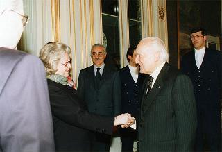 Maestro Wolfgang Sawallisch e consorte e prof. Corrado Morgia, vice presidente dell'Accademia nazionale di Santa Cecilia