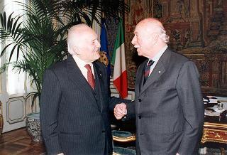 Il Presidente della Repubblica Oscar Luigi Scalfaro incontra Ernesto Calindri
