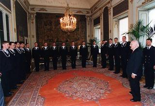 Delegazione della Scuola allievi sotufficiali della Marina Militare, in servizio di guardia d'onore al Palazzo del Quirinale