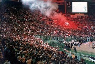 Roma, Stadio Olimpico: intervento del Presidente della Repubblica alla finale della Coppa dei Campioni di calcio Ajax-Juventus