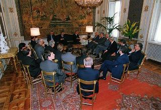 Mario Ciancio Sanfilippo, nuovo presidente della Federazione italiana editori giornali, con il Comitato di presidenza della FIEG