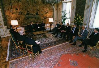 Prof. Gianfranco Imperatori, presidente del Mediocredito Centrale, con alcuni imprenditori italiani all'estero partecipanti alla "Giornata della internazionalizzazione" promossa dall'Istituto di credito