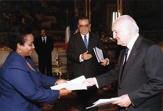 Halima Mohammed, nuovo ambasciatore della Repubblica Federale Democratica d'Etiopia: presentazione lettere credenziali