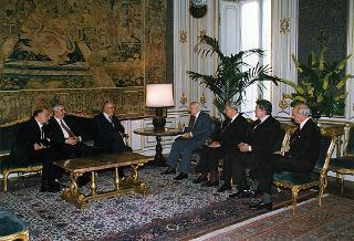 Massimo Annesi, presidente dell'Associazione per lo sviluppo dell'industria nel Mezzogiorno, con Antonino Novacco e Salvatore Cafiero, rispettivamente vicepresidente e direttore della SVIMEZ