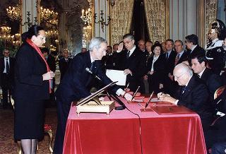Giuramento dei nuovi giudici costituzionali prof. Piero Alberto Capotosti, avv. Fernanda Contri e prof. Guido Neppi Modona