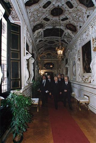 Roma, Palazzo Spada: intervento del Presidente della Repubblica, in forma ufficiale, alla cerimonia di insediamento del presidente del Consiglio di Stato prof. Renato Laschena