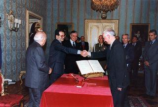 Giuramento del nuovo ministro per i lavori pubblici del Gabinetto Prodi, prof. Paolo Costa
