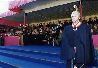 Roma, Scuola del Genio, Città Militare della Cecchignola: intervento del Presidente della Repubblica alla cerimonia in onore dei Caduti e del personale impegnato nell'attività di sminamento e di bonifica da ordigni esplosivi, nella ricorrenza di S. Barbara e del giuramento degli allievi del 165° Corso ABC del Genio