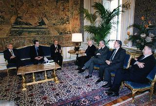 Il Presidente della Repubblica Scalfaro incontra l'on. Antonio Cariglia, presidente della Fondazione Filippo Turati, con il Consiglio di amministrazione