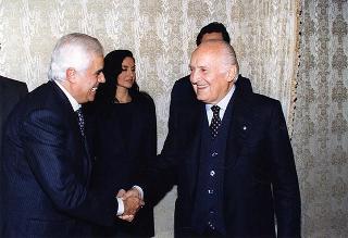 Incontro del Presidente della Repubblica Scalfaro Giancarlo Laurini, presidente del Consiglio nazionale del notariato, ed i partecipanti alla Conferenza dei notariati dell'Unione Europea