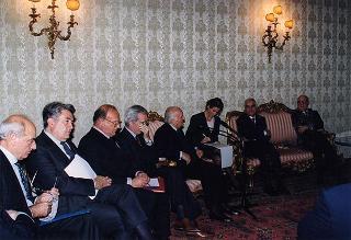 Incontro del Presidente della Repubblica Scalfaro Giancarlo Laurini, presidente del Consiglio nazionale del notariato, ed i partecipanti alla Conferenza dei notariati dell'Unione Europea