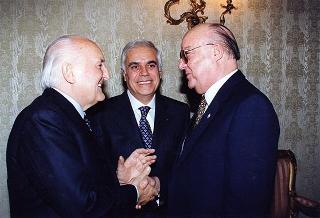 Incontro del Presidente della Repubblica Scalfaro Giancarlo Laurini, presidente del Consiglio nazionale del notariato, ed i partecipanti alla Conferenza dei notariati dell'Unione Europea