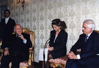 Incontro del Presidente della Repubblica Scalfaro Giancarlo Laurini, presidente del Consiglio nazionale del notariato, ed i partecipanti alla Conferenza dei notariati dell'Unione Europea