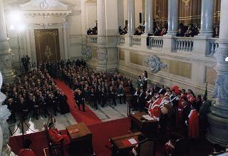 Intervento del Presidente della Repubblica all'inaugurazione dell'anno giudiziario 1997 della Corte Suprema di Cassazione. Roma, Palazzo di Giustizia