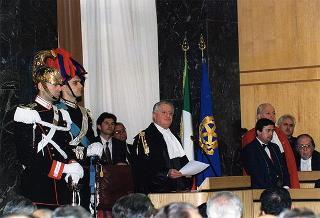 Intervento del Presidente della Repubblica, in forma ufficiale, all'inaugurazione dell'anno giudiziario della Corte per il 1997. Roma, Palazzo della Corte dei Conti