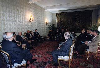 Il Presidente della Repubblica Oscar Luigi Scalfaro incontra Aldo Pagni, presidente della Federazione Nazionale degli Ordini dei Medici Chirurghi e degli Odontoiatri, con il Comitato centrale