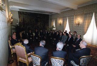 Il Presidente della Repubblica Oscar Luigi Scalfaro incontra Aldo Pagni, presidente della Federazione Nazionale degli Ordini dei Medici Chirurghi e degli Odontoiatri, con il Comitato centrale