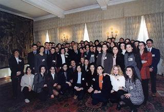 Il Presidente della Repubblica Oscar Luigi Scalfaro riceve in udienza un gruppo di studenti delle Scuole medie della Provincia regionale di Agrigento