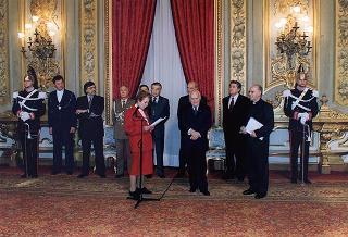 Incontro del Presidente della Repubblica Oscar Luigi Scalfaro con la prof.ssa Cesarina Checcacci, presidente dell'Unione Cattolica Italiana Insegnanti Medi, e una delegazione di partecipanti al 19° Congresso nazionale dell'UCIIM