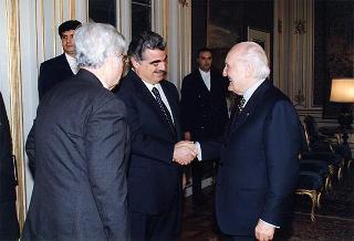 Incontro del Presidente della Repubblica Oscar Luigi Scalfaro con Rafic Hariri, Primo Ministro della Repubblica Libanese