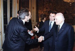 Il Presidente della Repubblica Oscar Luigi Scalfaro incontra Giovanni Moro, segretario nazionale del Movimento Federativo Democratico, con alcuni esponenti dell'iniziativa "Pit Salute", promossa dal Movimento