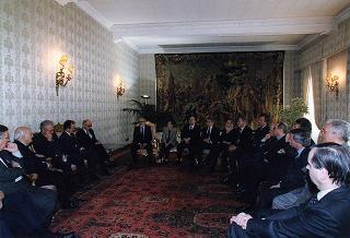 Incontro del Presidente della Repubblica Oscar Luigi Scalfaro con l'on. prof. Luigi Berlinguer, ministro della Pubblica istruzione e dell'Università e della ricerca scientifica e tecnologica, con il prof. Paolo Mantegazza rettore dell'Università Statale e il prof. Adriano De Maio del Politecnico di Milano, ed alcuni presidi dei due Atenei