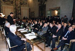 Intervento del Presidente della Repubblica alla cerimonia di presentazione del libro "Attualità di Enrico De Nicola" di Giovanni Leone. Roma, Senato della Repubblica