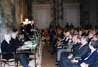Intervento del Presidente della Repubblica alla cerimonia di presentazione del libro "Attualità di Enrico De Nicola" di Giovanni Leone. Roma, Senato della Repubblica