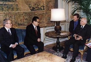 Incontro del Presidente della Repubblica Scalfaro con Qiao Shi, presidente del Comitato Permanente dell'Assemblea Nazionale del Popolo della Repubblica Popolare Cinese