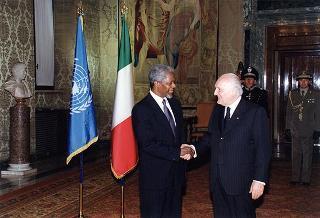 Incontro e successiva colazione del Presidente Scalfaro con il nuovo Segretario Generale dell'ONU Kofi Annan