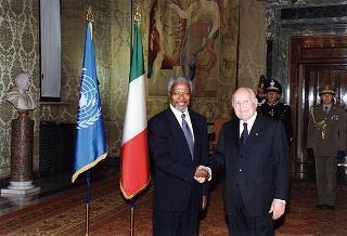 Incontro e successiva colazione del Presidente Scalfaro con il nuovo Segretario Generale dell'ONU Kofi Annan