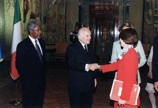 Incontro e successiva colazione del Presidente Scalfaro con il nuovo Segretario Generale dell'ONU Kofi Annan