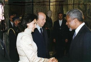 Incontro e successiva colazione del Presidente Scalfaro con il nuovo Segretario Generale dell'ONU Kofi Annan