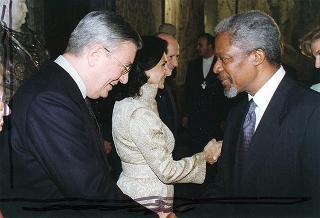Incontro e successiva colazione del Presidente Scalfaro con il nuovo Segretario Generale dell'ONU Kofi Annan
