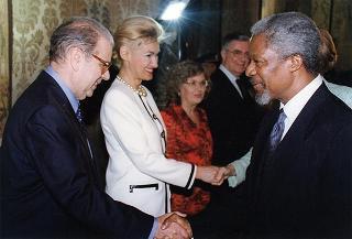 Incontro e successiva colazione del Presidente Scalfaro con il nuovo Segretario Generale dell'ONU Kofi Annan