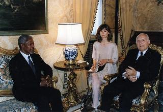 Incontro e successiva colazione del Presidente Scalfaro con il nuovo Segretario Generale dell'ONU Kofi Annan