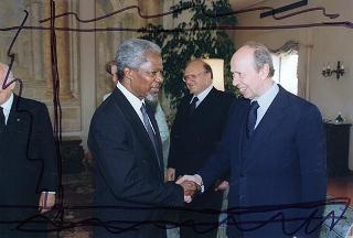 Incontro e successiva colazione del Presidente Scalfaro con il nuovo Segretario Generale dell'ONU Kofi Annan