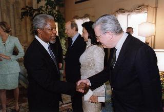Incontro e successiva colazione del Presidente Scalfaro con il nuovo Segretario Generale dell'ONU Kofi Annan