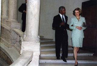 Incontro e successiva colazione del Presidente Scalfaro con il nuovo Segretario Generale dell'ONU Kofi Annan