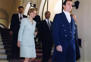 Incontro e successiva colazione del Presidente Scalfaro con il nuovo Segretario Generale dell'ONU Kofi Annan
