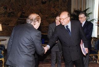 Incontro del Presidente della Repubblica Oscar Luigi Scalfaro con Jordi Pujol, presidente del Governo Autonomo della Regione Catalogna